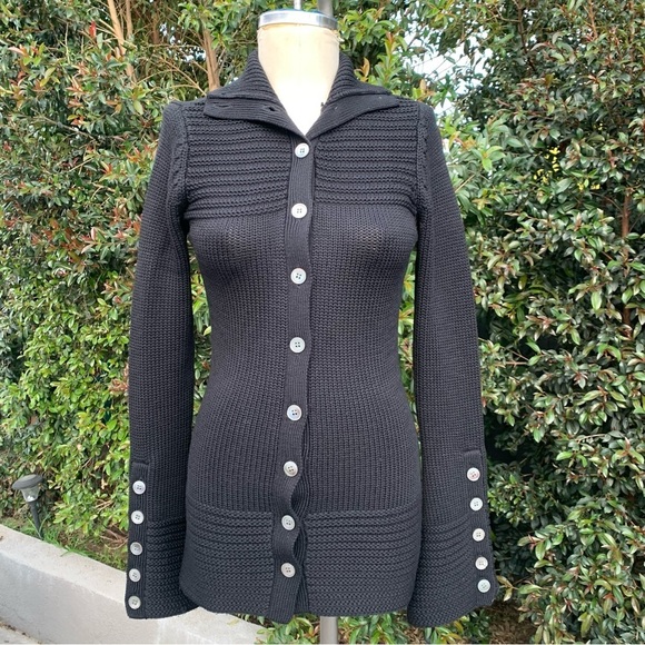 Trina Turk Wool Black Button-Up Sweater P - Picture 1 of 10